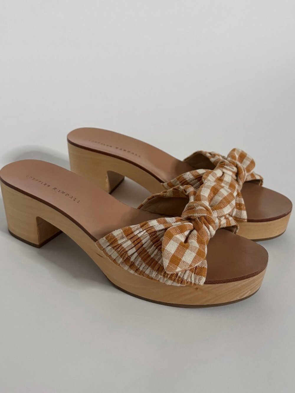 Loeffler Randall Regina Clog Slide Sandals in Amber Gingham